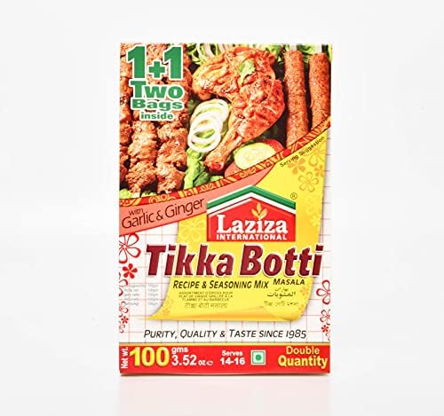 LAZIZA TIKKA BOTTI RECIPE AND SEASONING MIX MASALA  100G