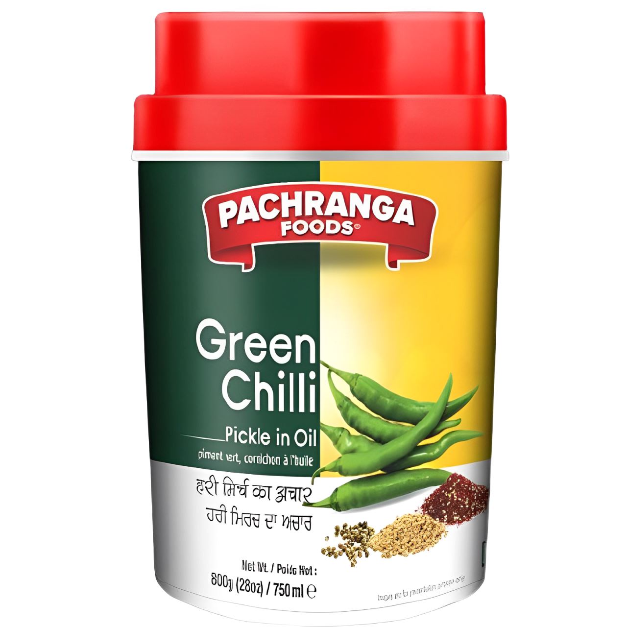 PACHRANGA FOODS GREEN CHILLI PICKLE IN OIL 800g