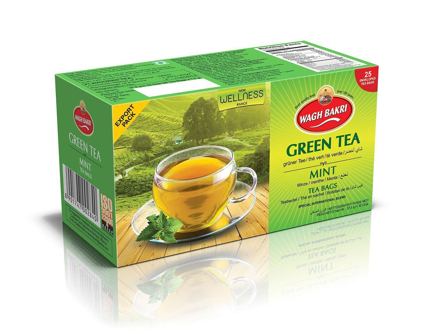 wagh bakri green tea mint bags x25 38g