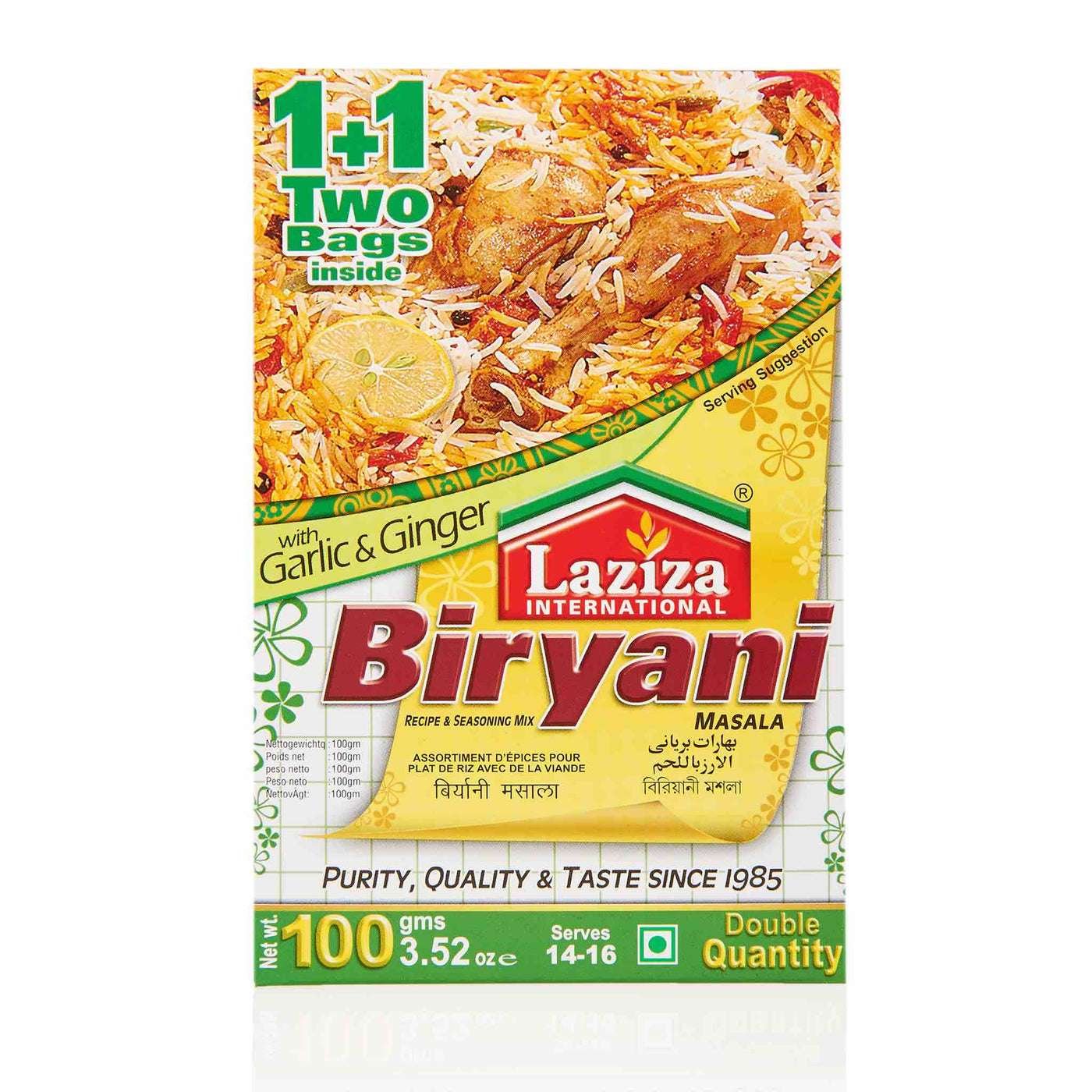 LAZIZA BIRYANI RECIPE AND SEASONING MIX MASALA 100G