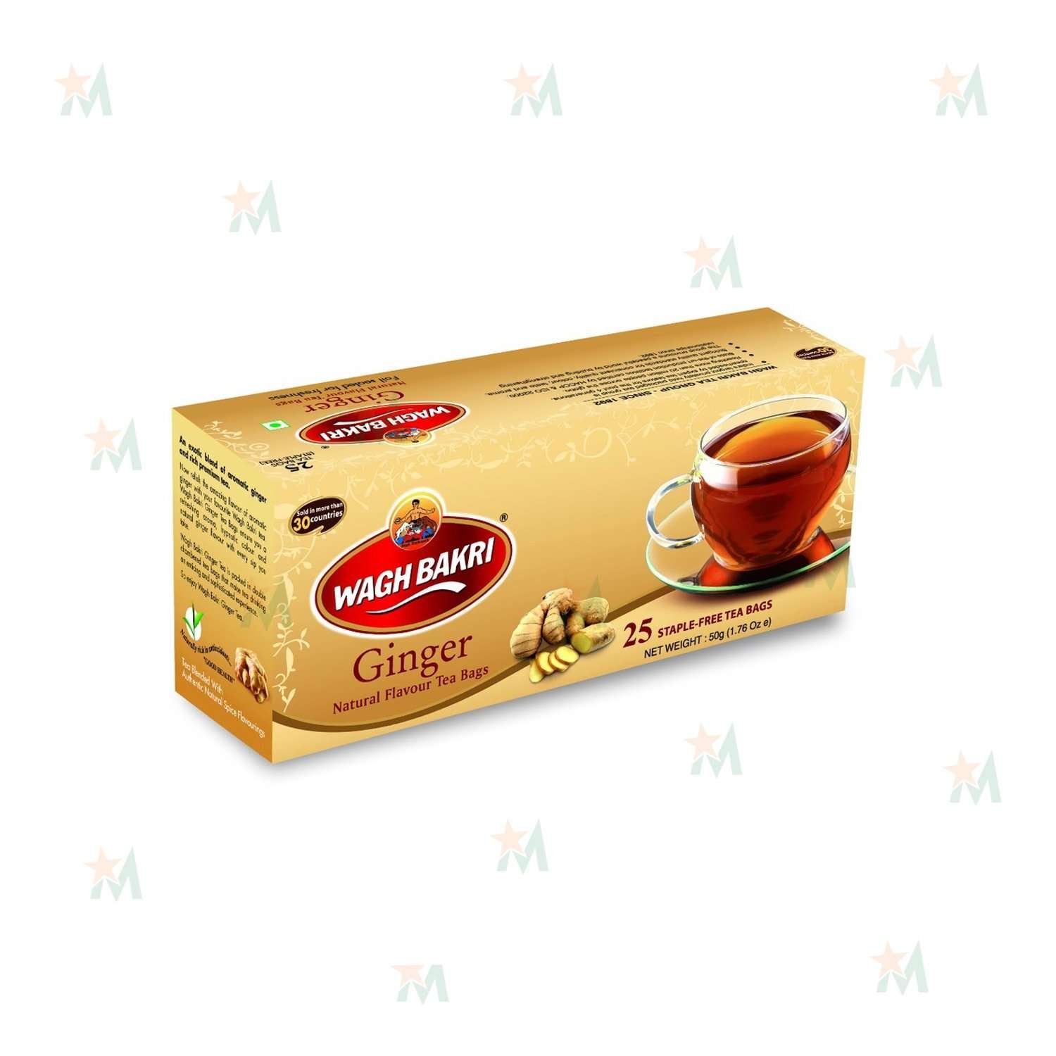 WAGH BAKRI GINGER 25 TEA BAGS NET 50g