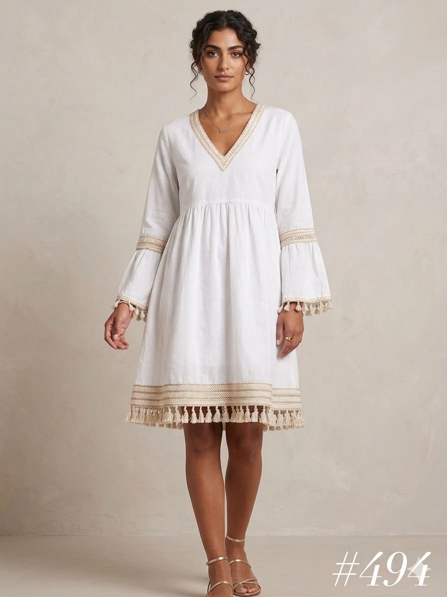 Tassel Trim Mini Dress